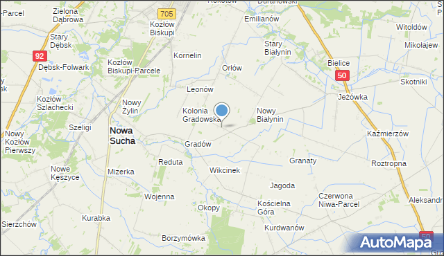 mapa Marysinek, Marysinek gmina Nowa Sucha na mapie Targeo